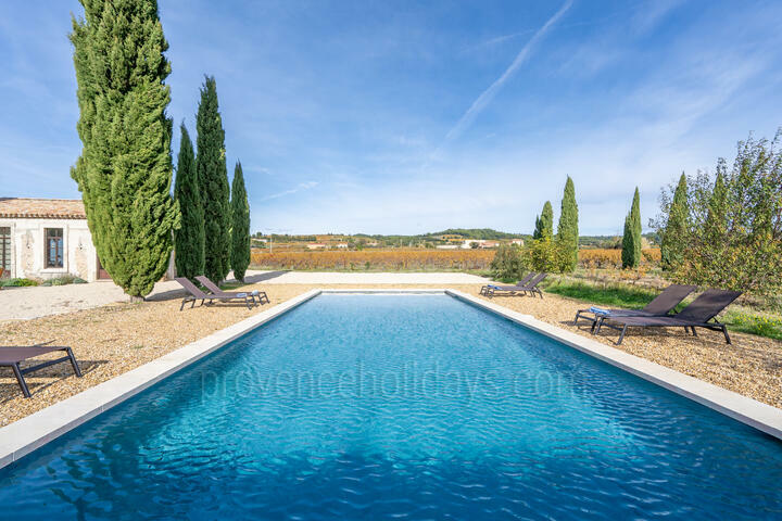 Prachtige gerenoveerde Mas voor 12 gasten, omgeven door wijngaarden 2 - Mas des Chênes: Villa: Pool