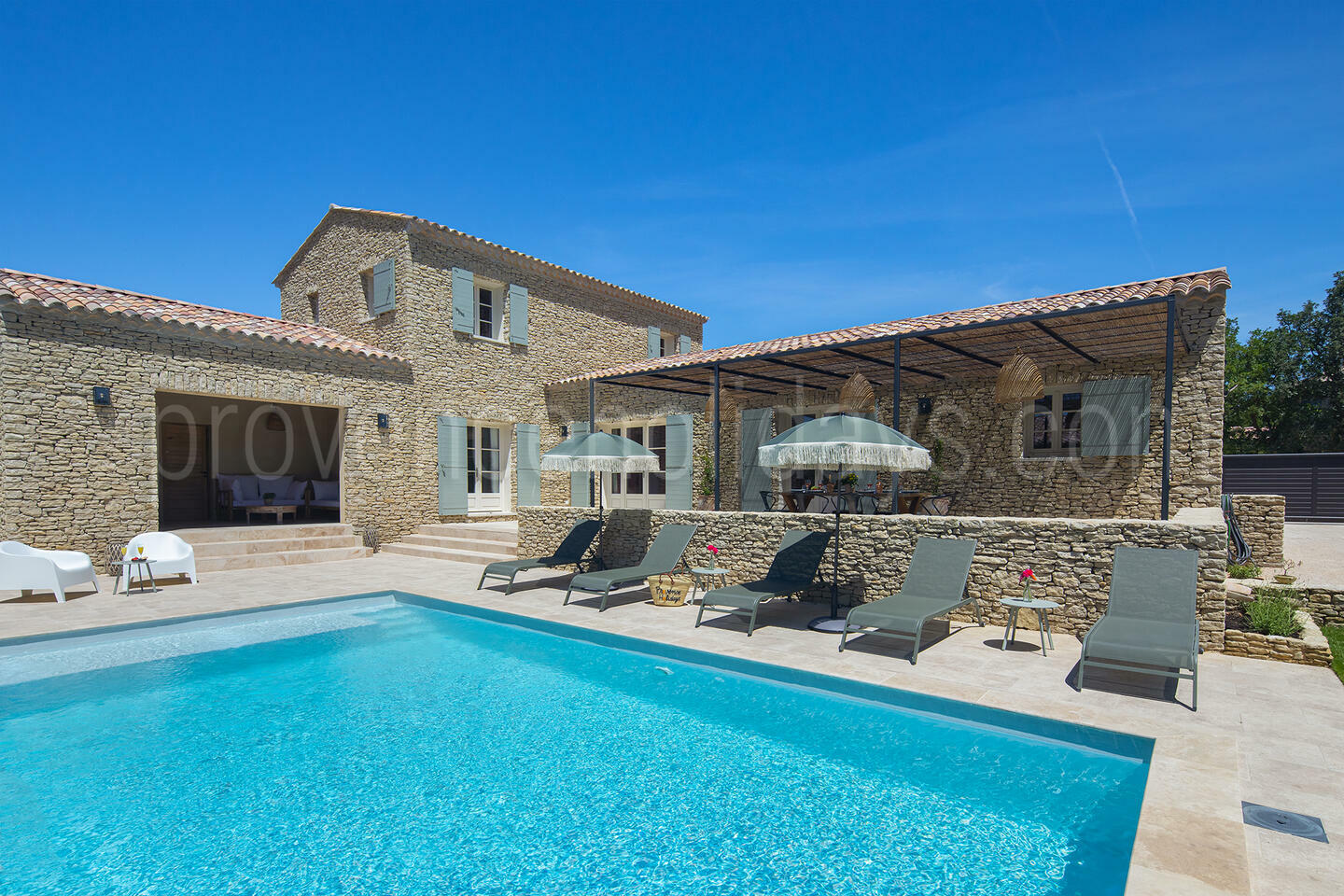 Ferienwohnung mit Klimaanlage in der Nähe von Gordes 1 - Mas de Fontblanche: Villa: Pool
