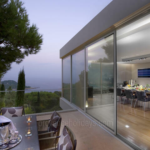 With two heated pools, a fitness room, a spa, a wine cellar and eight staff on site, this luxury holiday rental is just 30 minutes from Nice and Monaco.