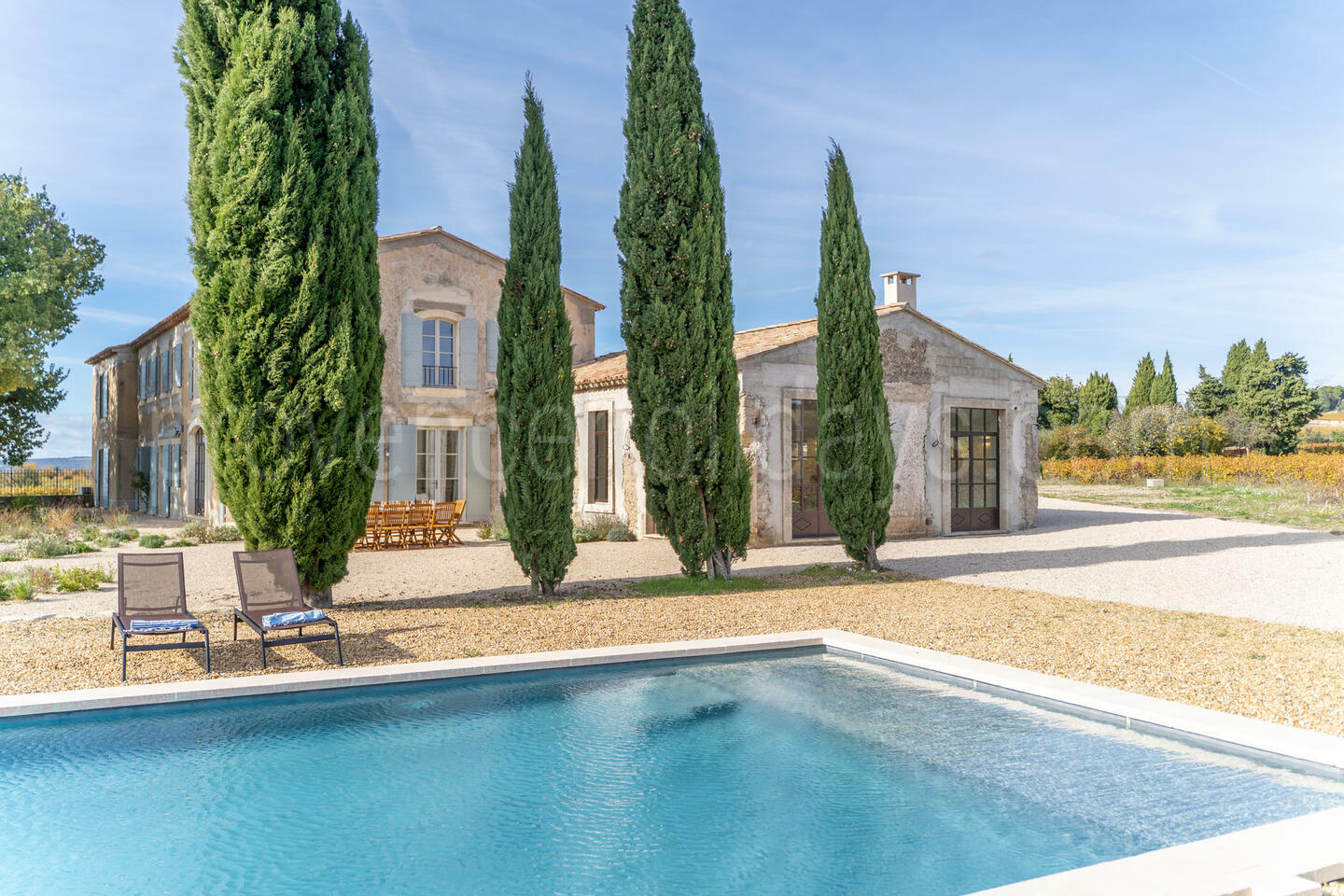 Stunning renovated Mas for 12 guests, surrounded by vineyards -1 - Mas des Chênes: Villa: Exterior
