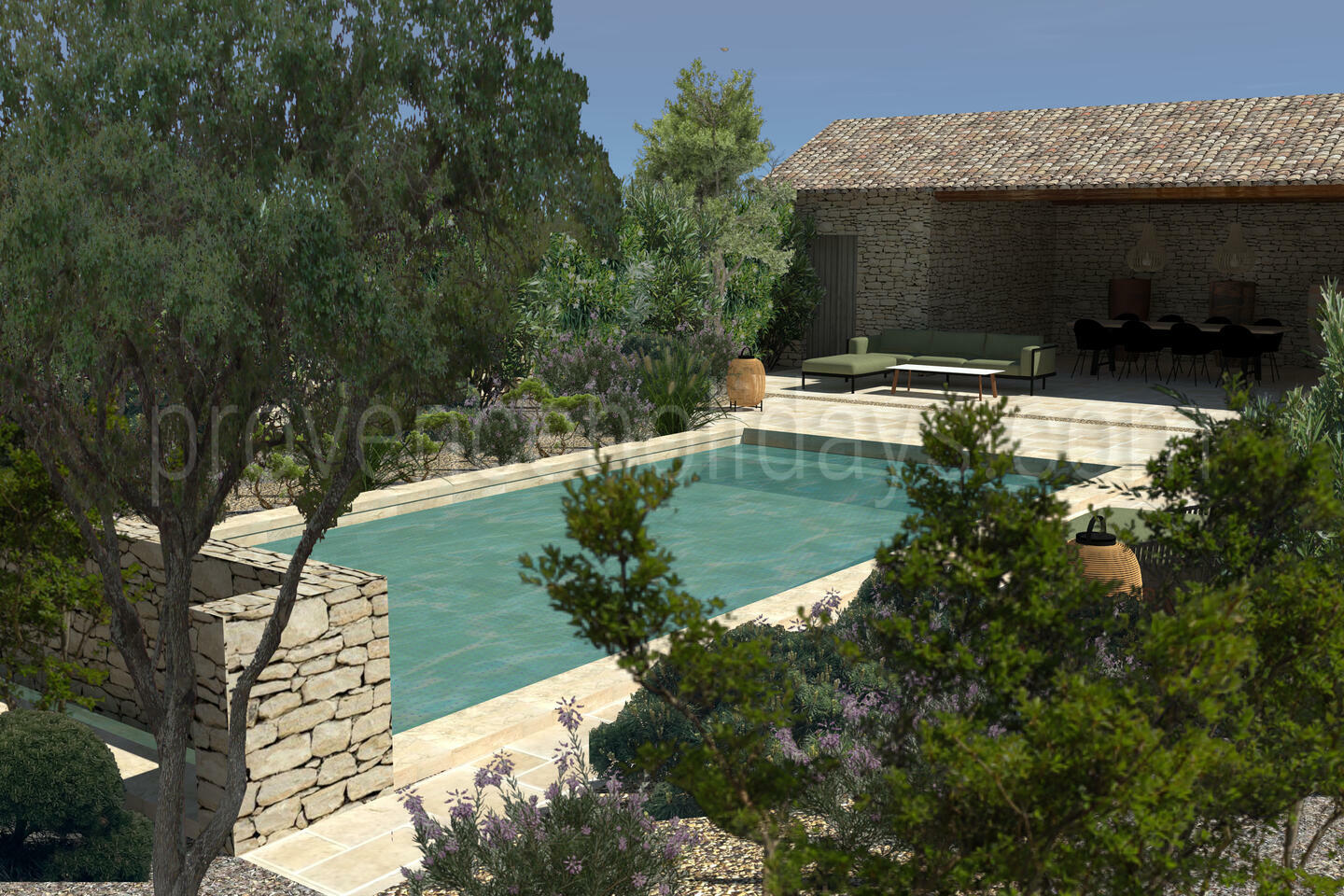 Außergewöhnlich renovierte Villa mit beheiztem Pool nur wenige Gehminuten vom Dorfzentrum entfernt 1 - Villa Kermès: Villa: Pool