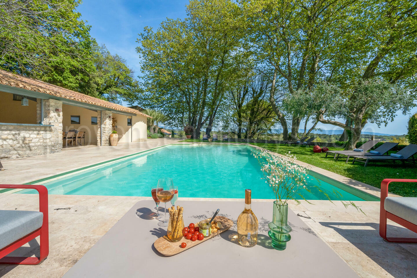 Huisdiervriendelijke boerderij met verwarmd zwembad dichtbij Murs 1 - Mas de la Bouisse: Villa: Pool